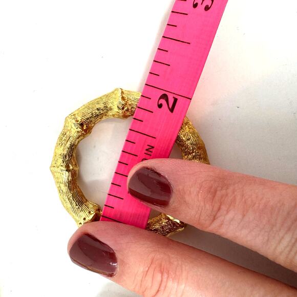 VTG MCM Hollywood Regency Gold Tone Bamboo Napkin Rings Set of 6 Heavy - Picture 4 of 4